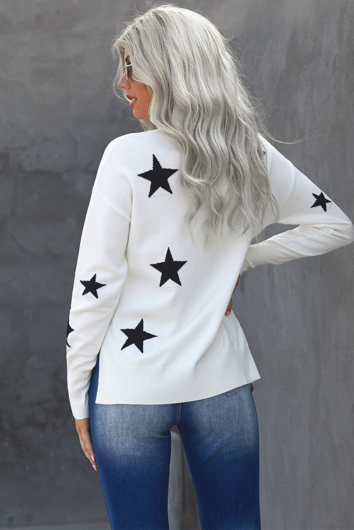 Turtleneck Star Print Sweater