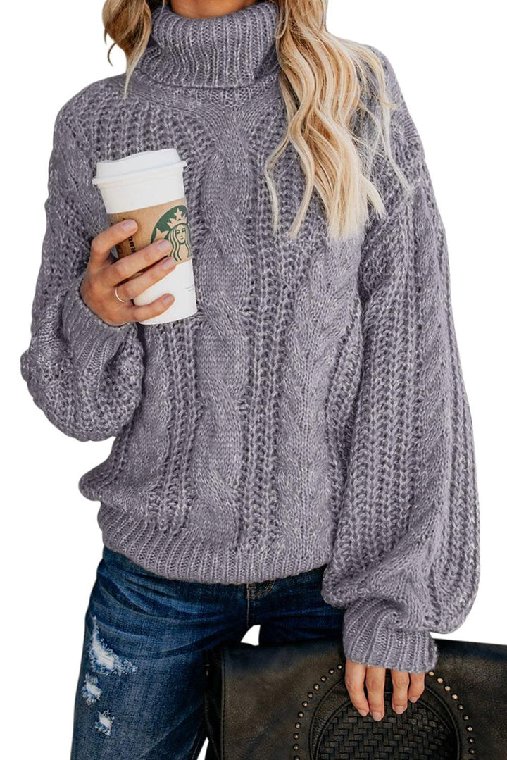 Winter Gray Chunky Turtleneck Sweater – ModeShe.com