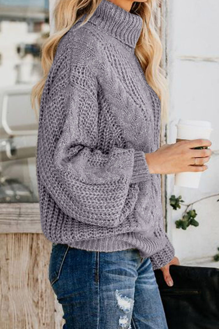 Winter Gray Chunky Turtleneck Sweater