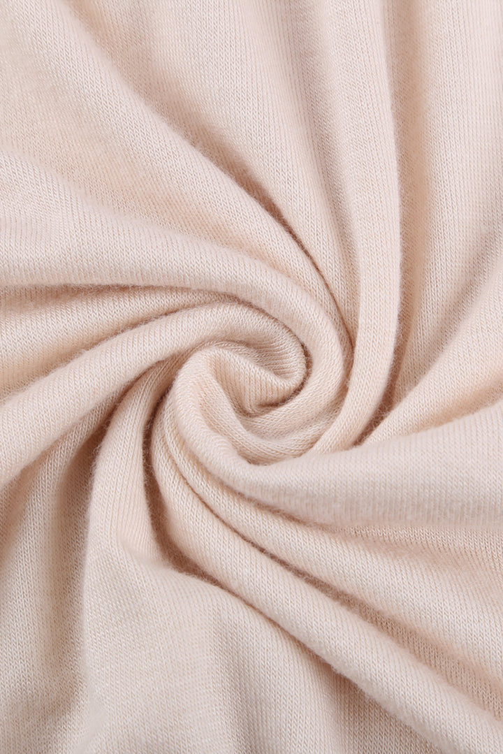 Tunique à manches longues et col rond pour femme, couleur abricot, à blocs de couleurs