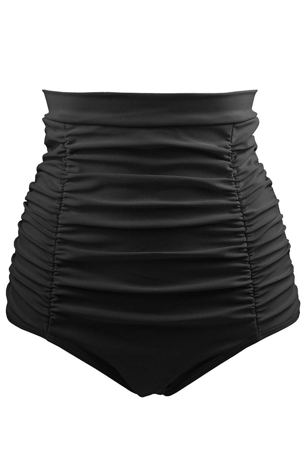 Women Black Retro High Waisted Swim Short