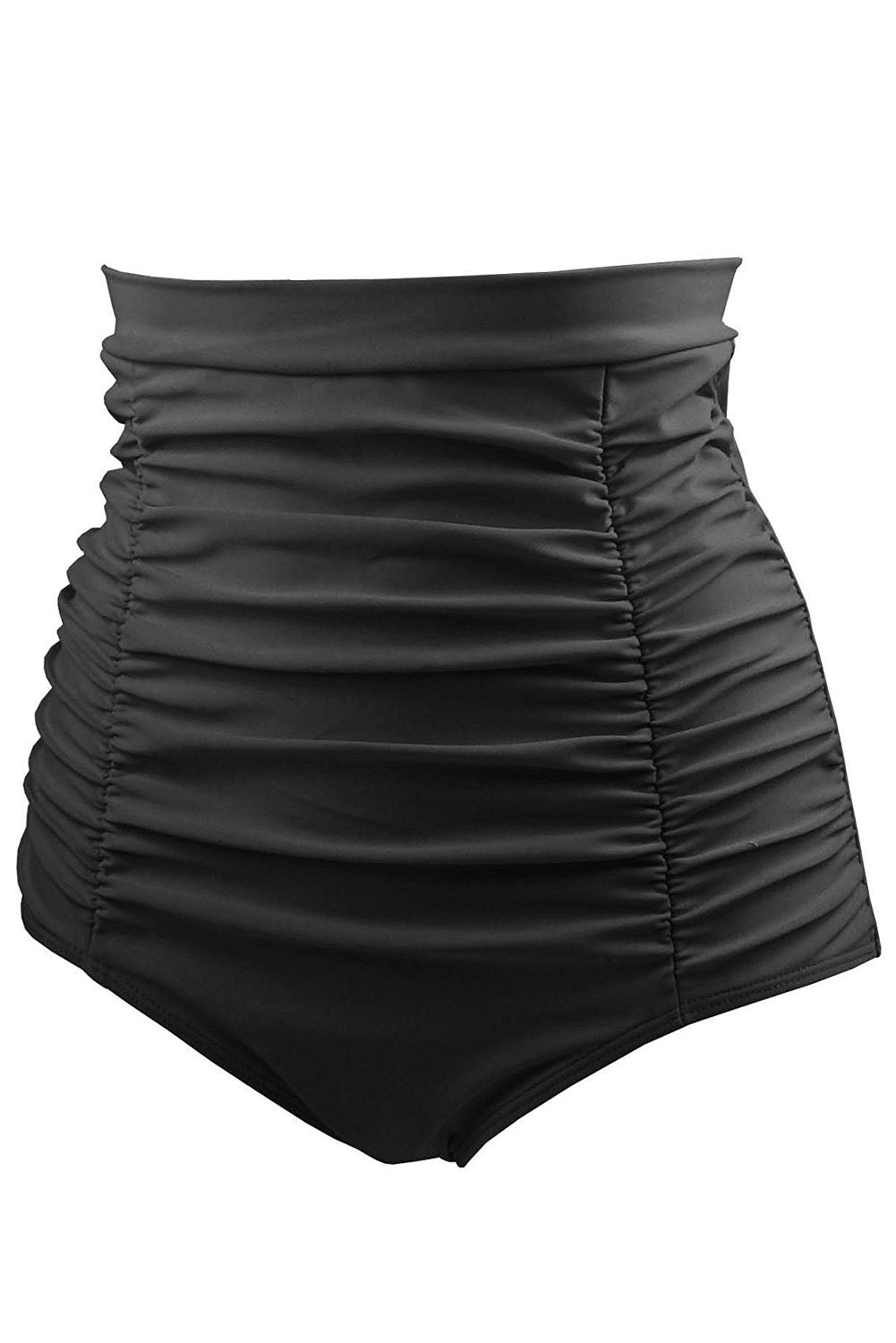 Women Black Retro High Waisted Swim Short