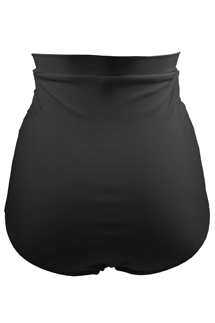 Women Black Retro High Waisted Swim Short