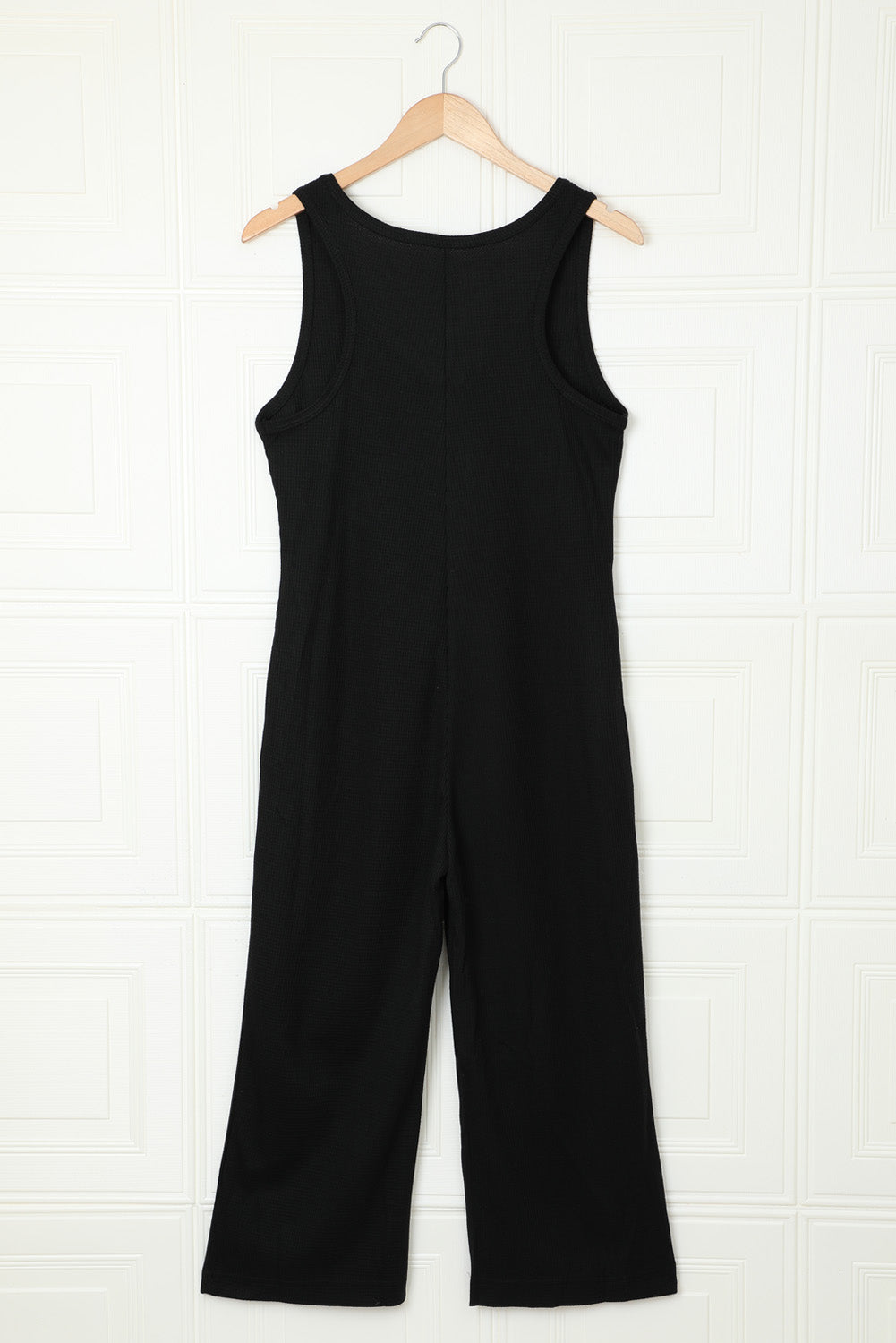 Women's Black Pocketed Thermal Sleeveless Jumpsuit