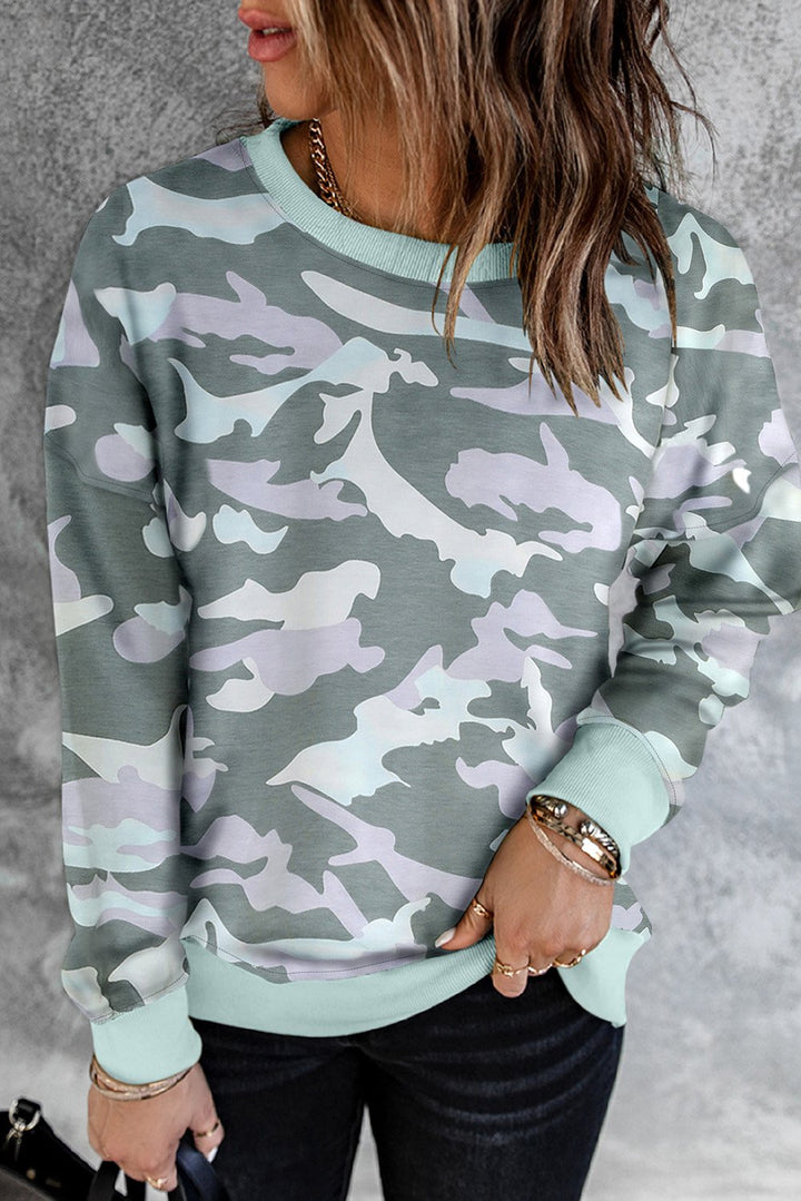 Women's Camouflage Pullover Sweatshirt with Slits