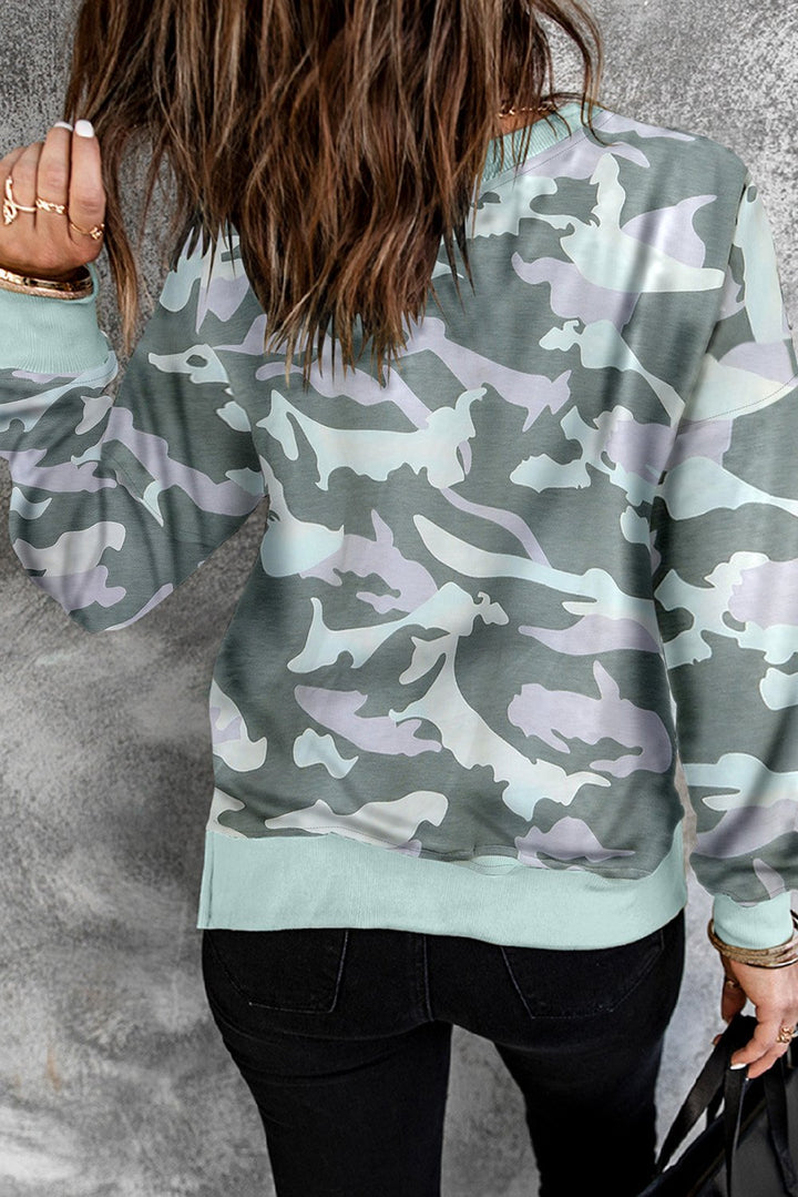 Women's Camouflage Pullover Sweatshirt with Slits