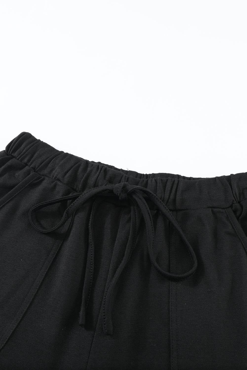 Women's Casual Black Pocketed Drawstring Sports Joggers