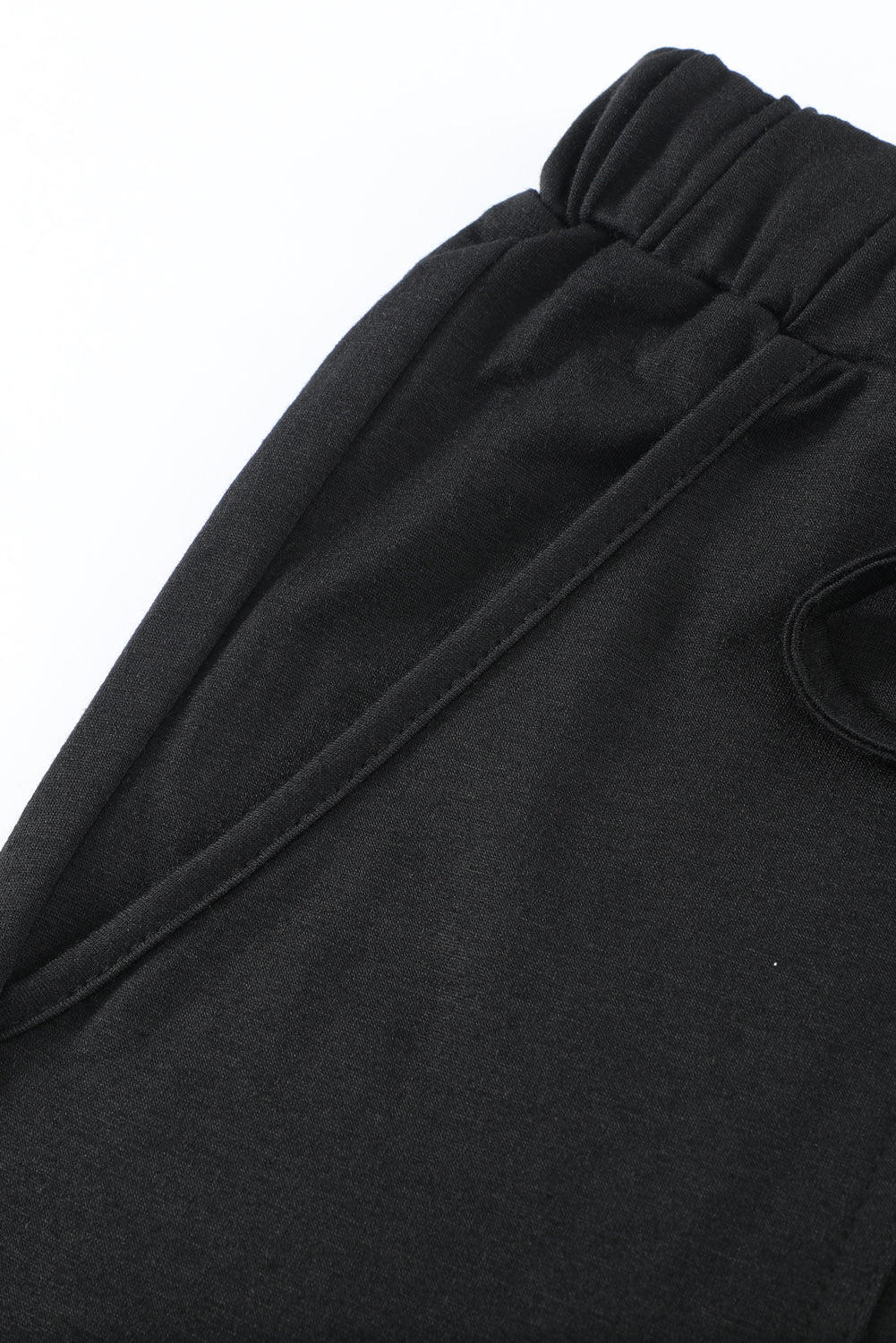 Women's Casual Black Pocketed Drawstring Sports Joggers