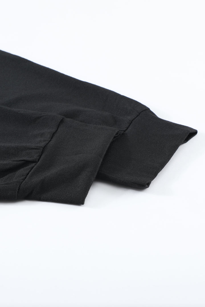 Women's Casual Black Pocketed Drawstring Sports Joggers