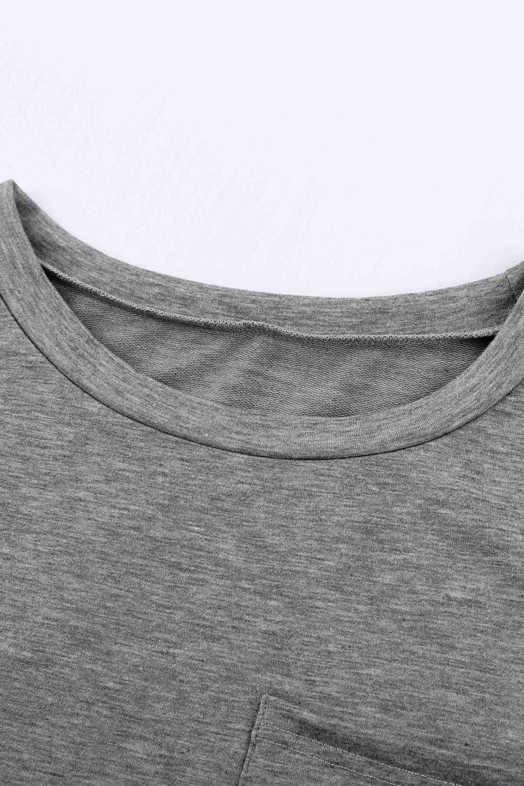 Women's Gray Pocketed Short Sleeve Tee with Side Slits