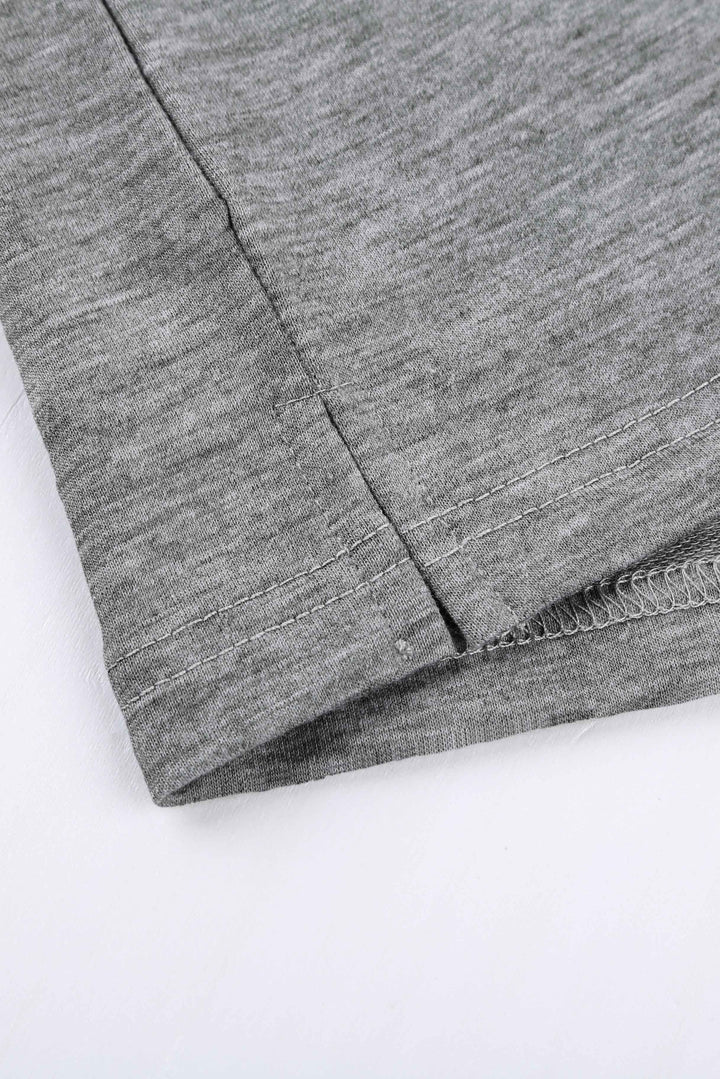 Women's Gray Pocketed Short Sleeve Tee with Side Slits