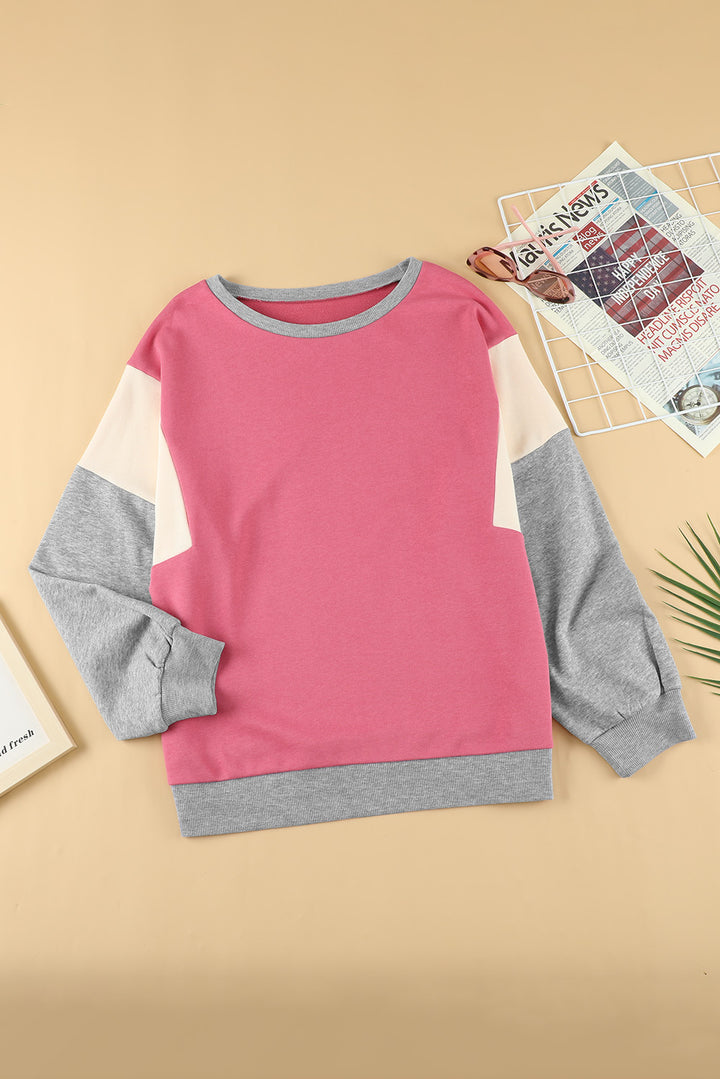 Women's Rose Colorblock Pullover Sweatshirt