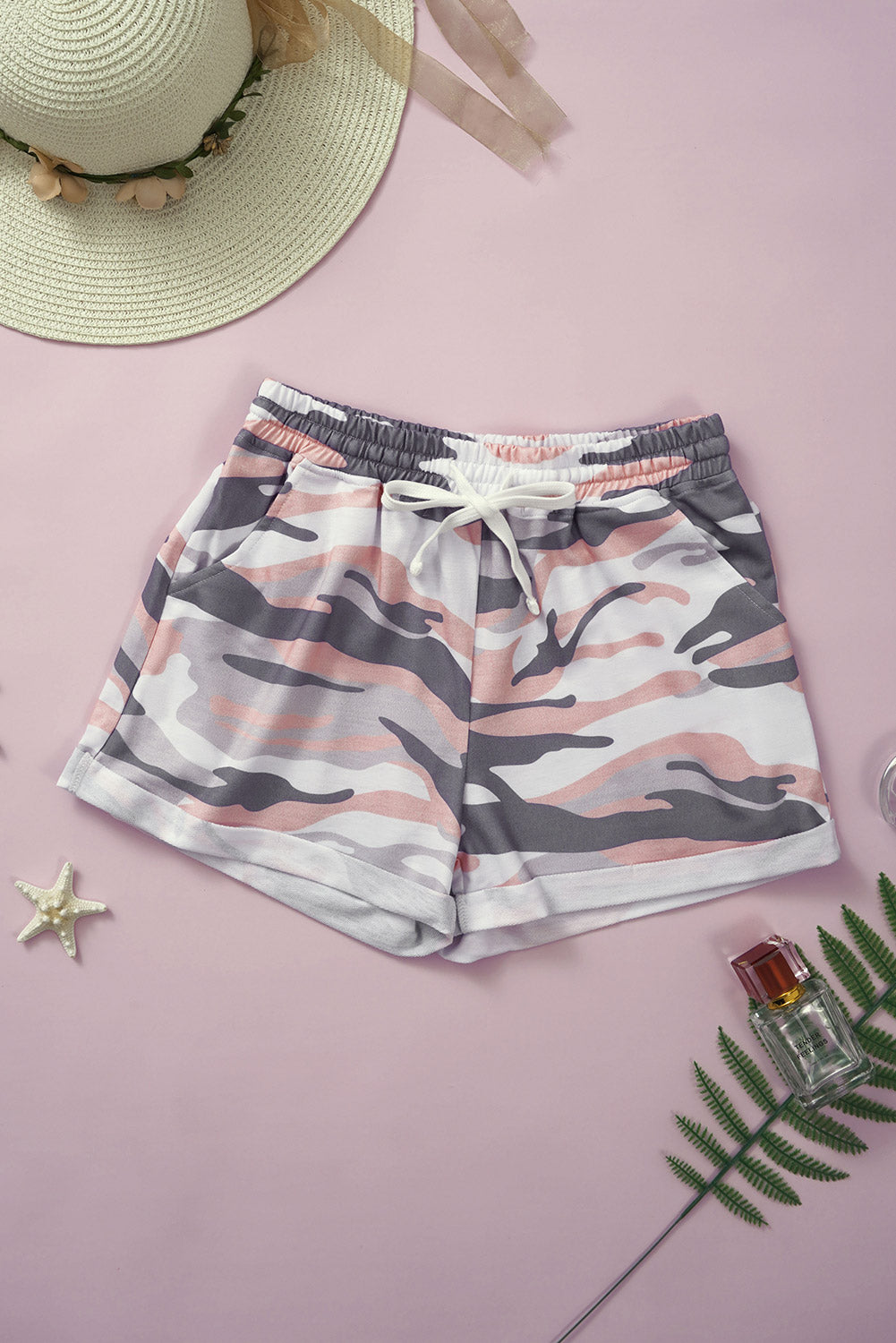 Women's Summer Multicolor Camo Print Cotton Casual Shorts
