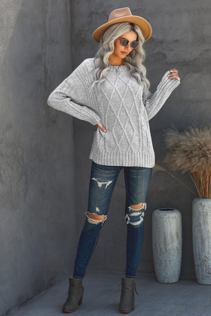 Women's Winter Gray Oversize Thick Pullover Sweater