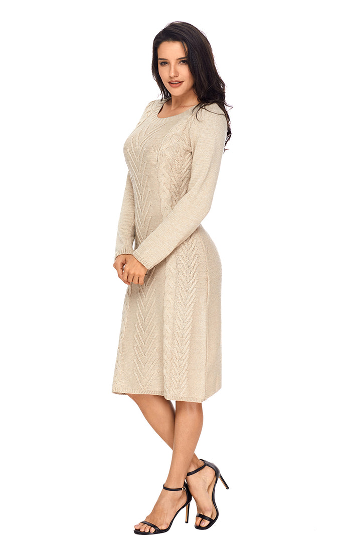 Women’s Khaki Hand Knitted Sweater Dress