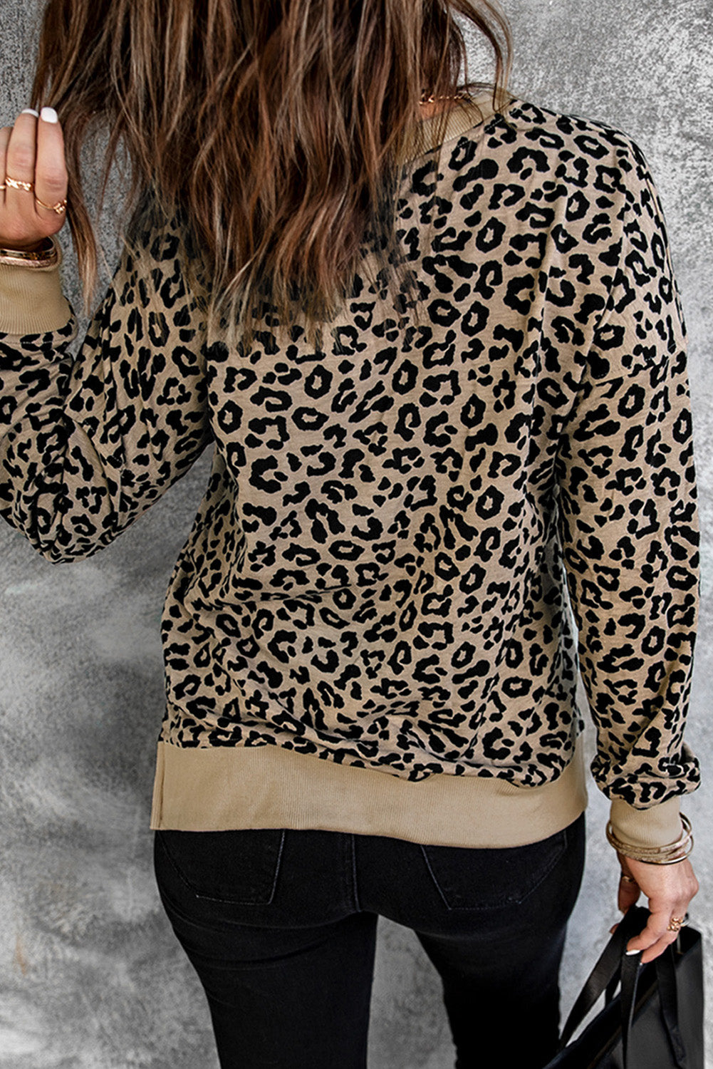 Womens Casual Leopard Pullover Sweatshirt