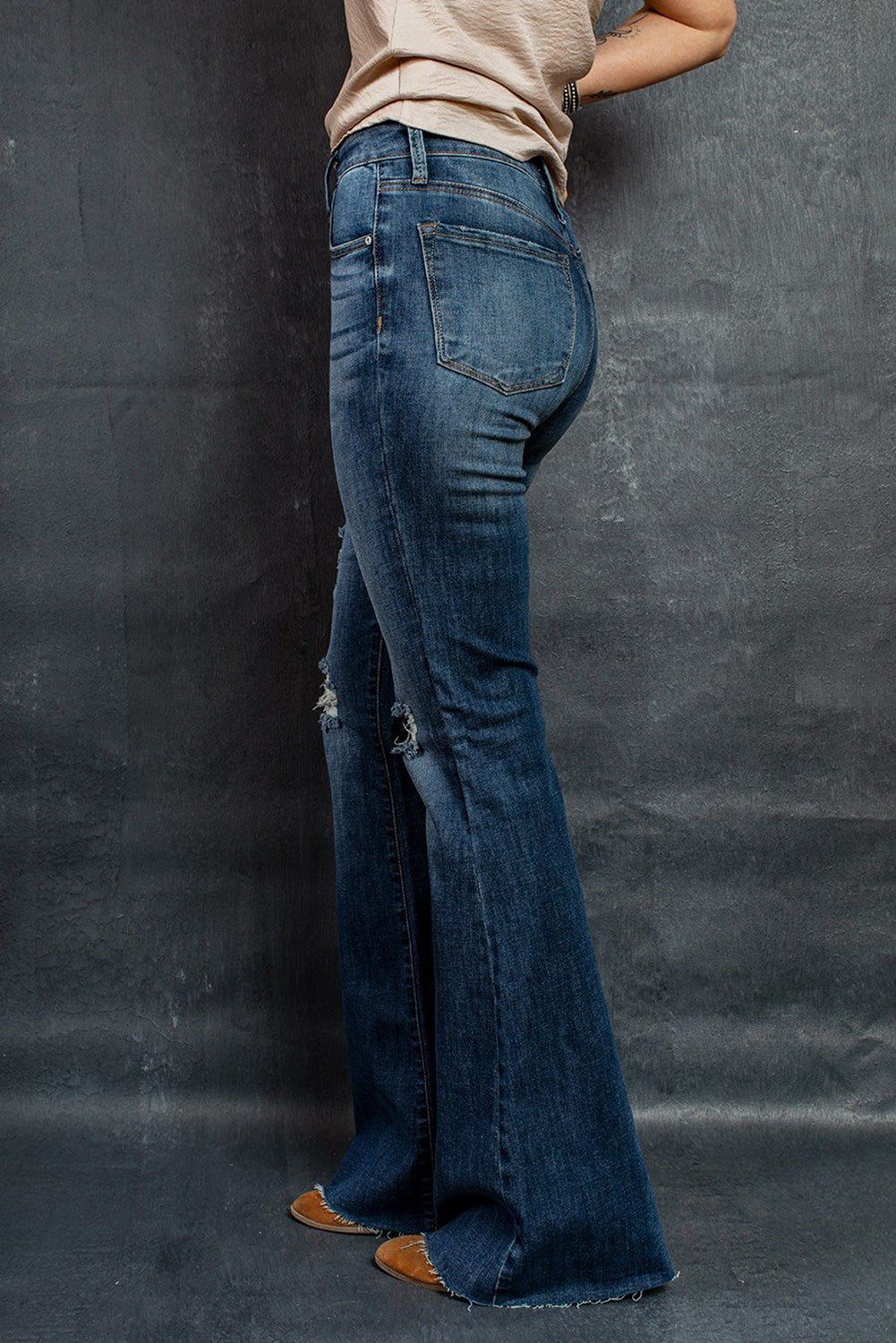 Womens Dark Wash Mid Rise Flare Jeans