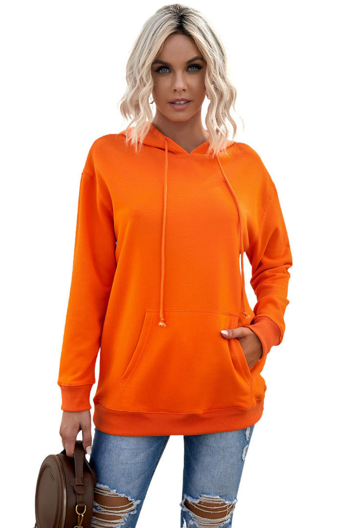 Womens Orange Oversized Kangaroo Pocket Hoodie