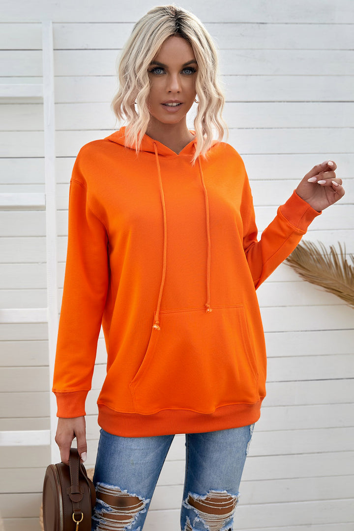 Womens Orange Oversized Kangaroo Pocket Hoodie