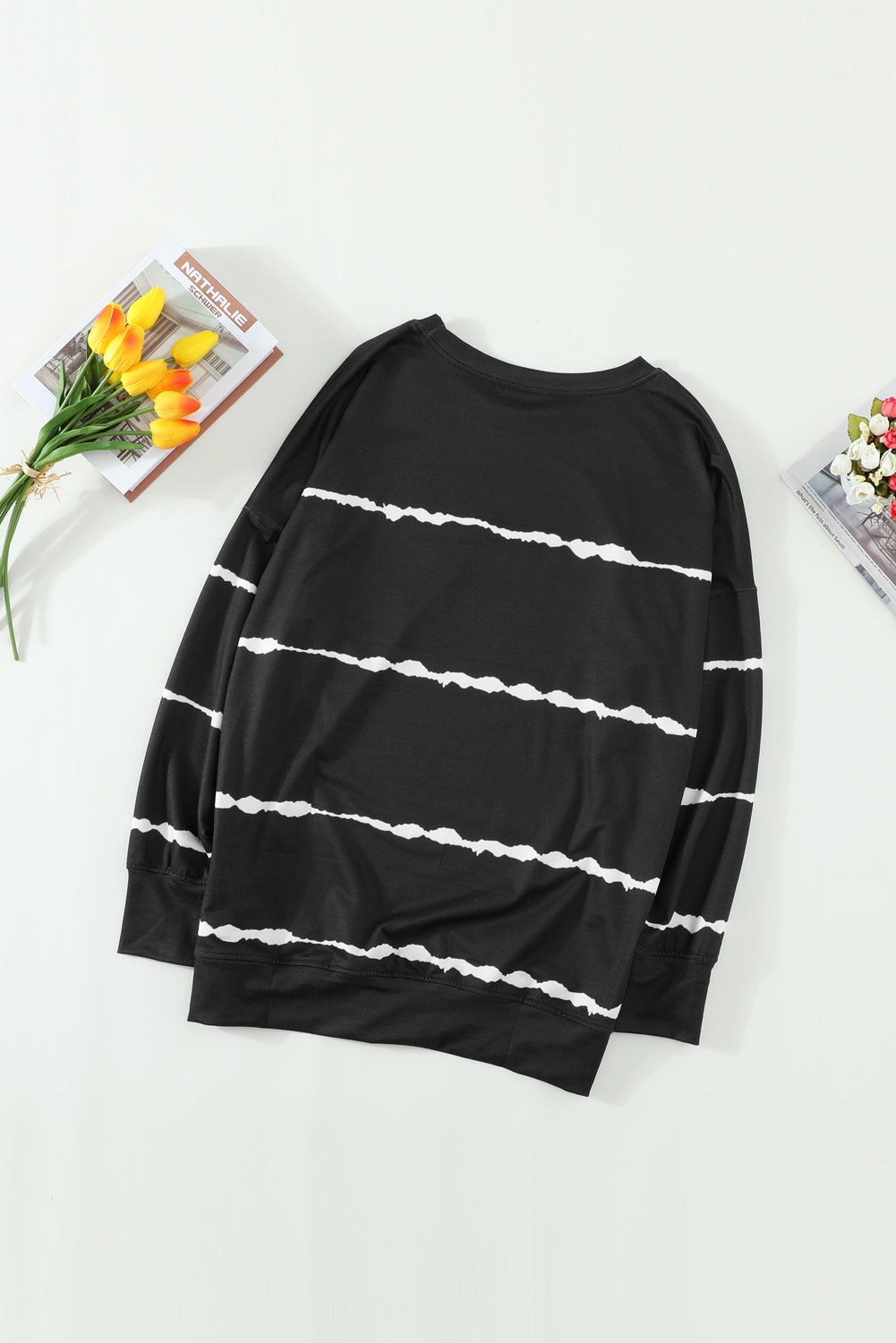 Womens Tie-dye Stripes Black Sweatshirt