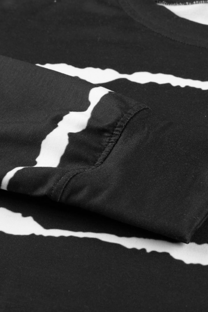 Womens Tie-dye Stripes Black Sweatshirt