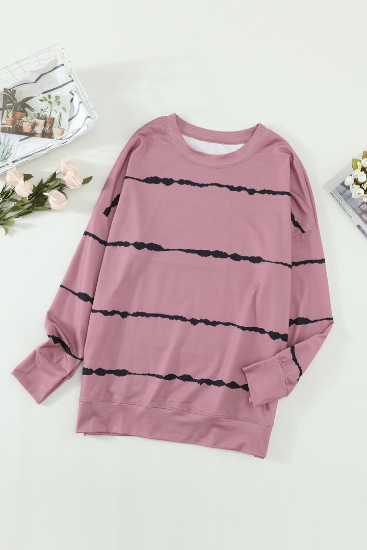 Womens Tie-dye Stripes Pink Sweatshirt