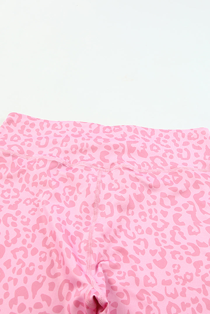 Pink Leopard Print Ankle-length High Waist Leggings