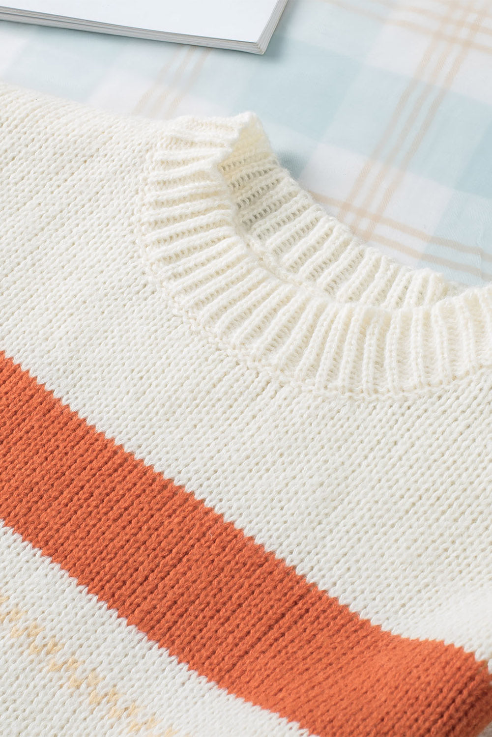 Crew Neck Drop-shoulder Striped Color Block Sweater