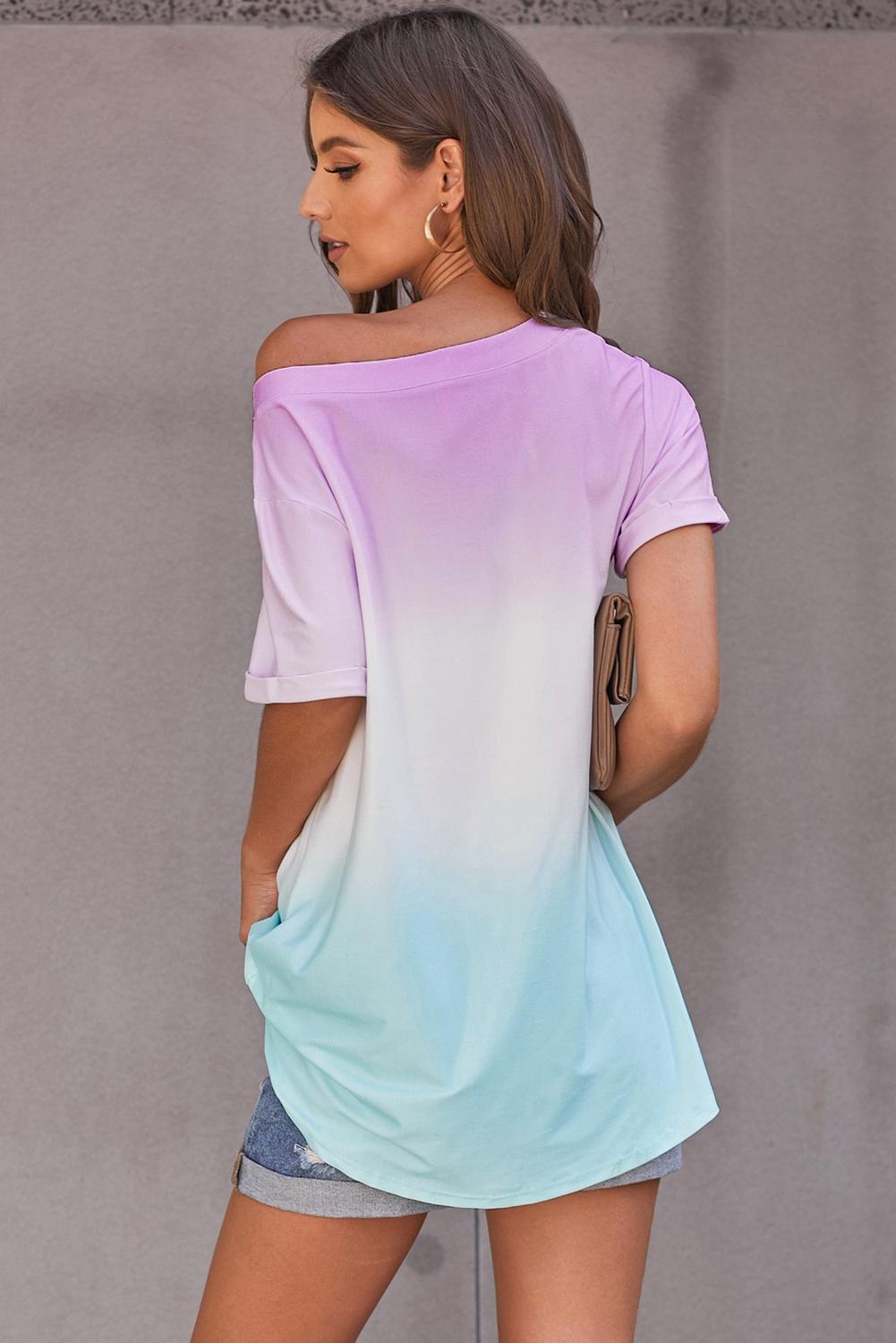 Purple Short Sleeve Fade Perfect Ombre Tee