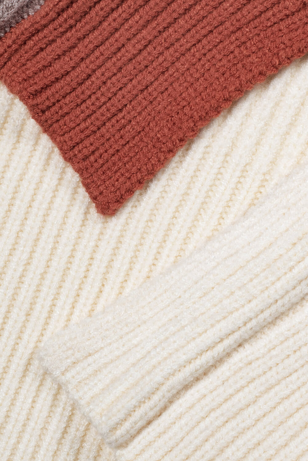 Orange Colorblock Cable Knit Turtleneck Sweater
