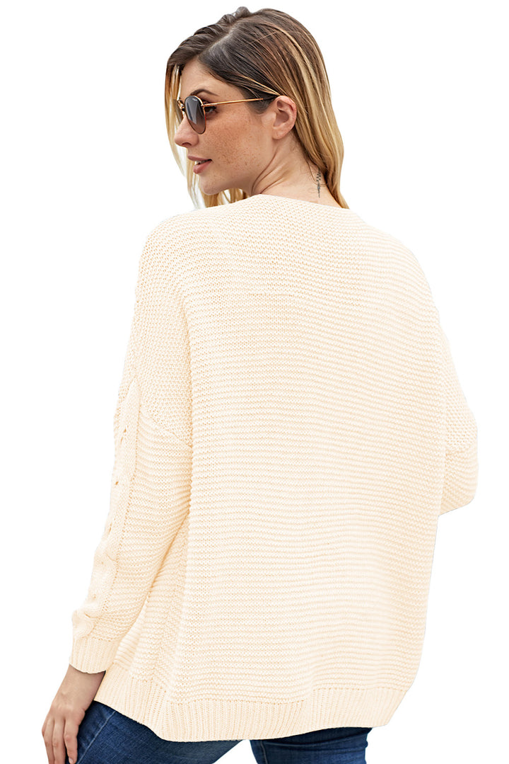 Cardigan en tricot épais à manches longues et large blanc tendance