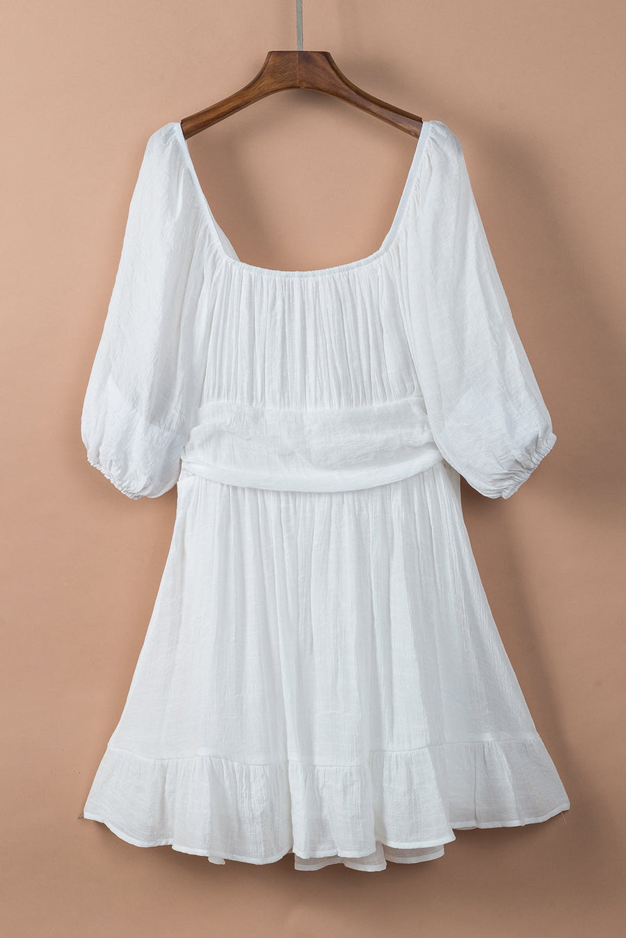 Dots Print Knot Waist Ruffle Mini Dress