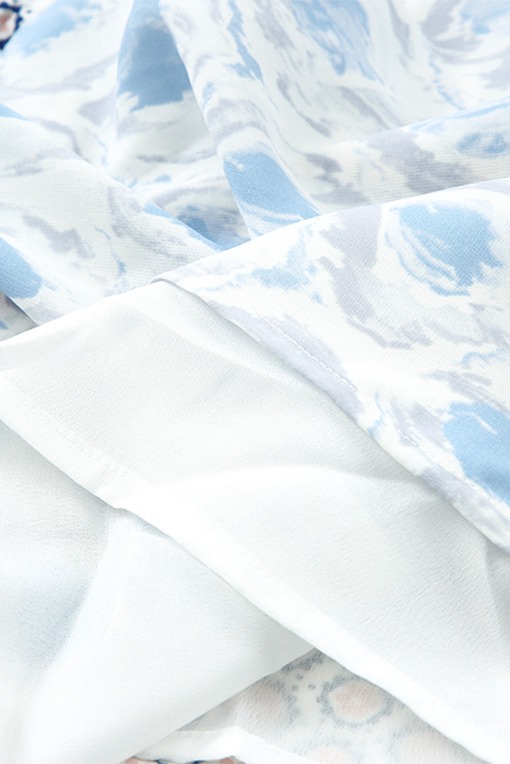 Abstract Print Split Neck Sleeveless Maxi Dress