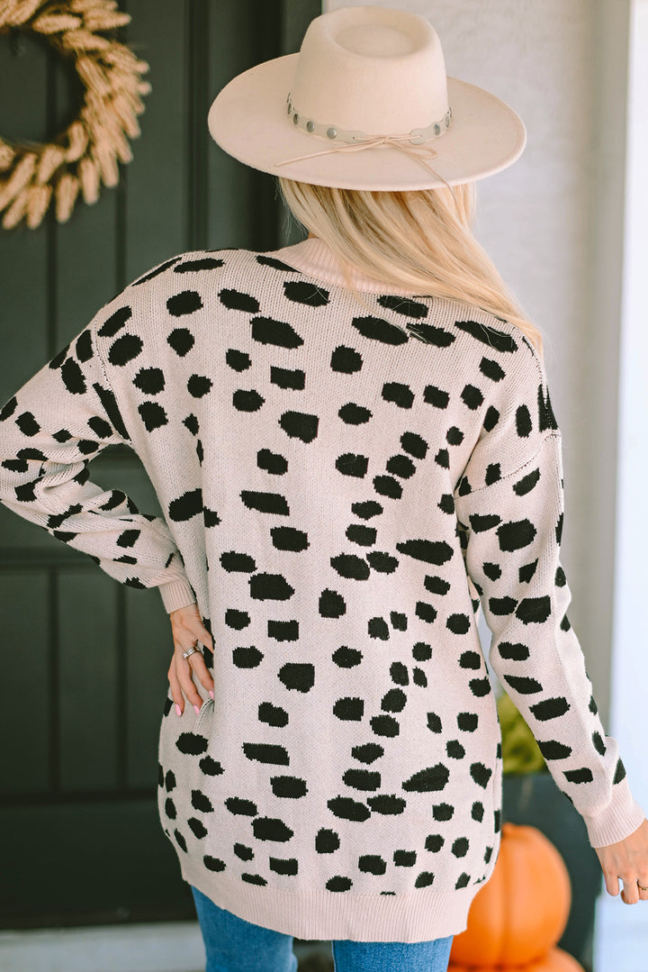 Leopard  Animal Spotted Pattern Open Front Cardigan