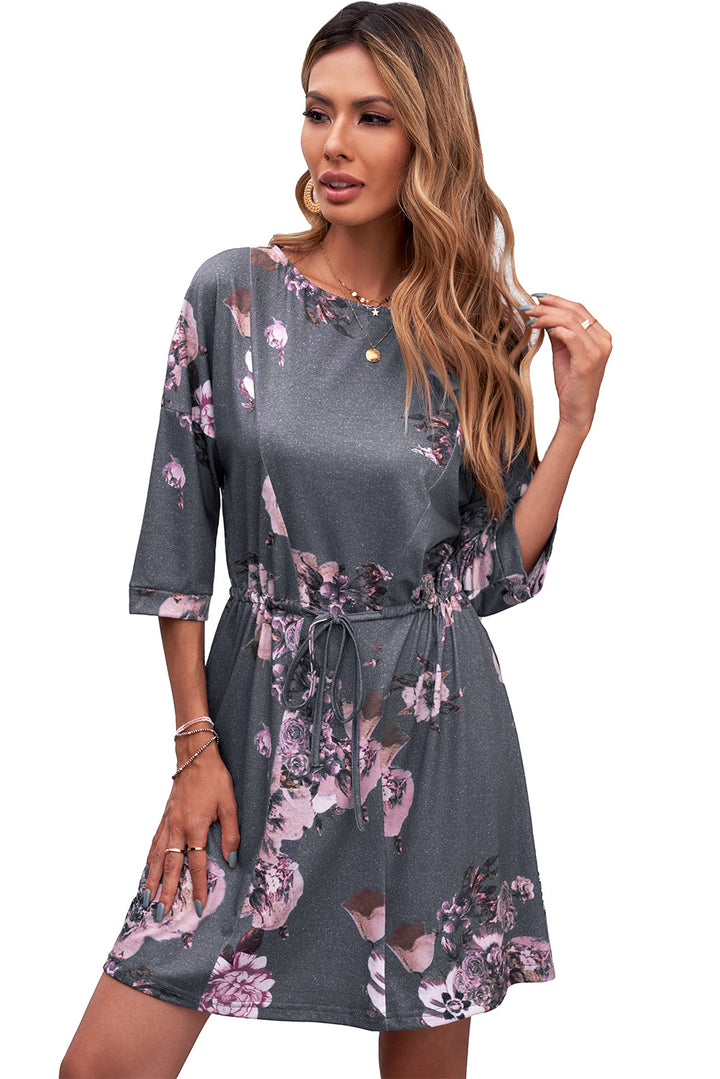 Classic Gray Floral Lounge Tunic Dress