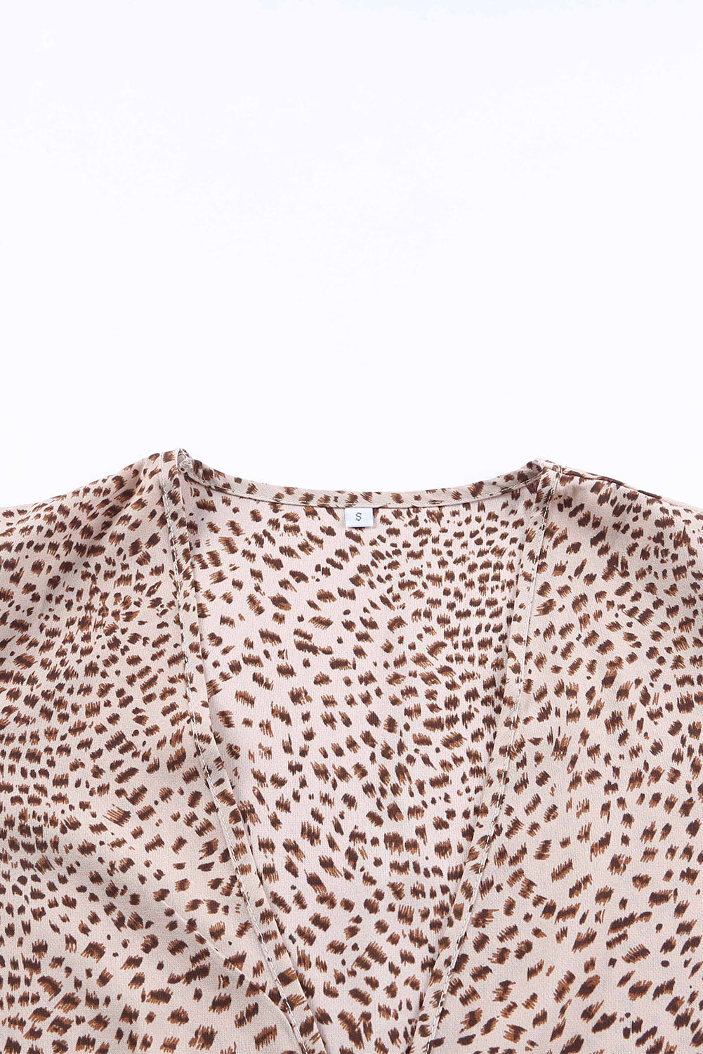 Apricot Animal Print Shirred Cuff Lantern Sleeve Cardigan