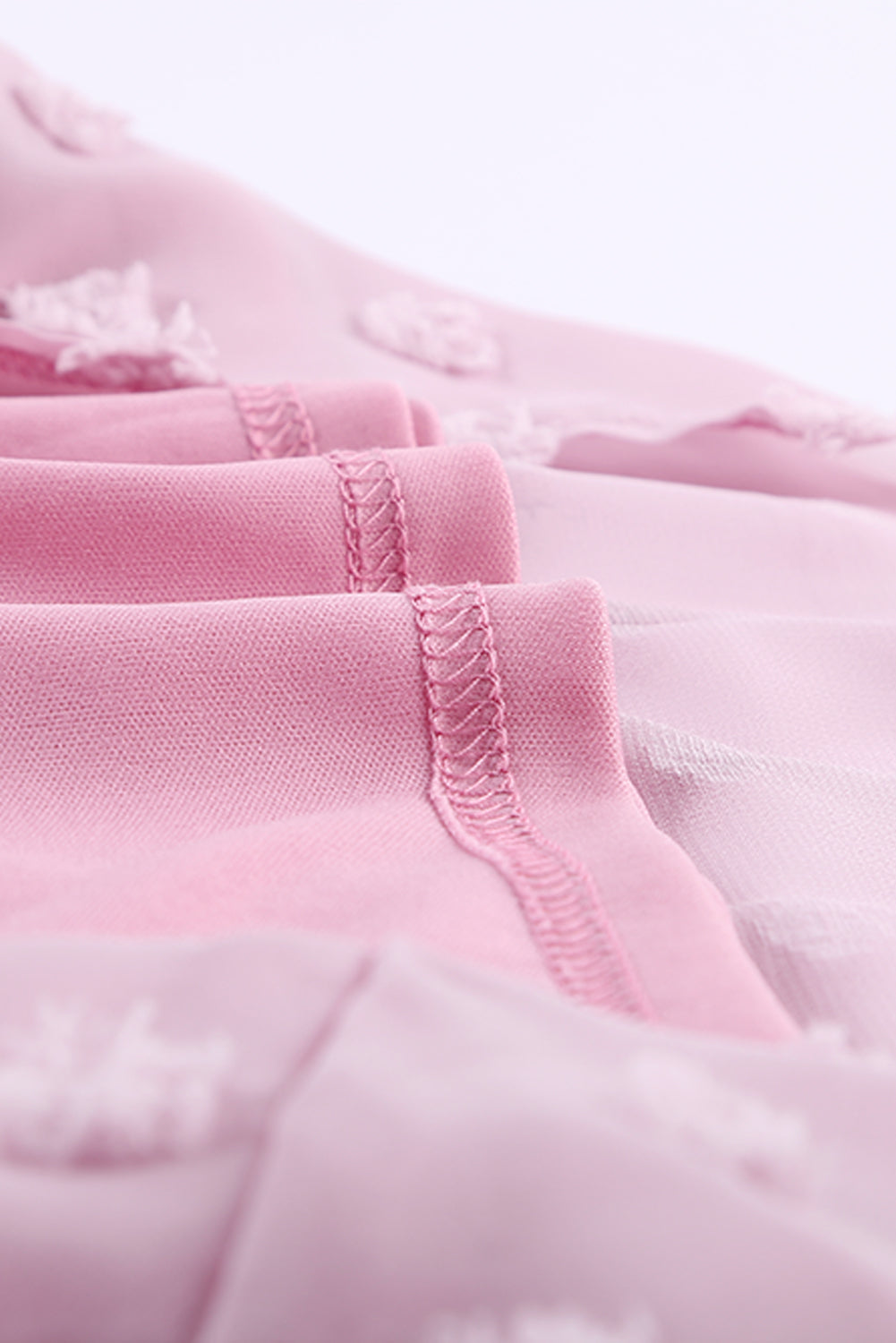 Cute Pink Swiss Dot Texture Short Sleeve Blouse