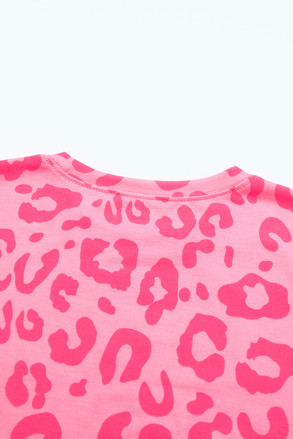 Leopard Print Crew Neck Short Sleeve T Shirt