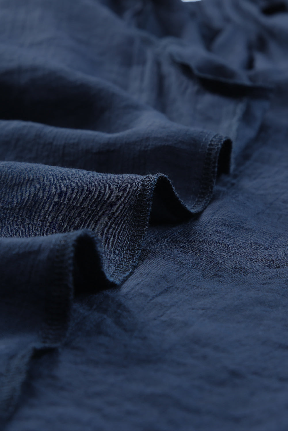Blue Tiered Ruffled Sleeve Drawstring V Neck Plus Size Blouse